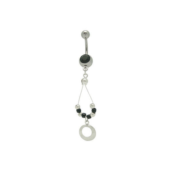 Black Dangling Jeweled Belly Button Ring