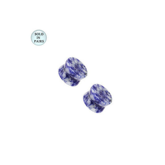 Lapis Lazuli Semi-Precious Stone Blue Spot Ear Plugs - 8 Gauge to 00G