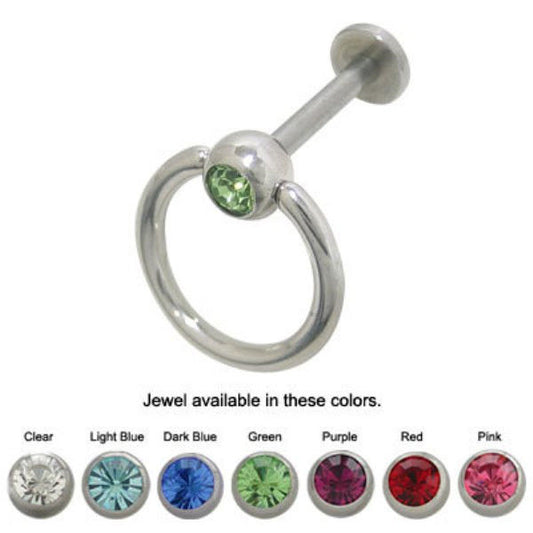 Labret Monroe Surgical Steel Door Knocker Design with Jewel - 7 Colors Available