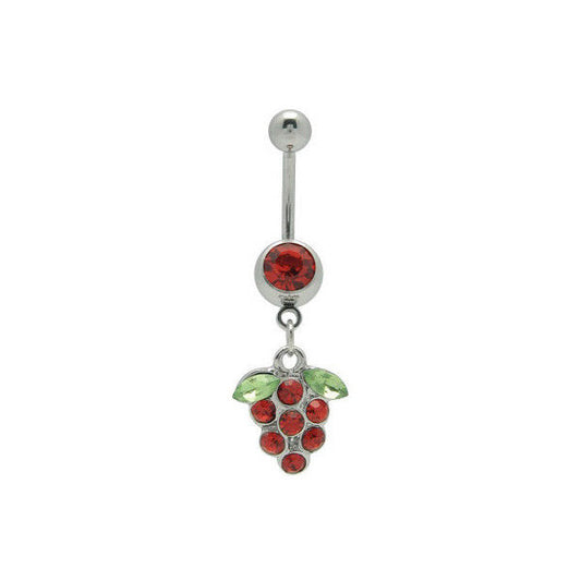 Dangle Cz Gems Strawberry Belly Button Ring 14G