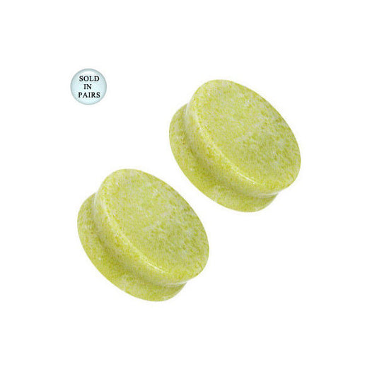 Large Lemon Jade Ear Plugs - 1/2" (12mm) Gauge to 1 Inch
