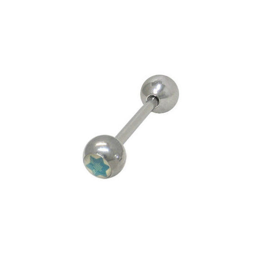 Blue Star Logo Surgical Steel Barbell Tongue Ring
