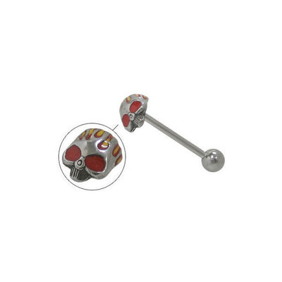 Skull Head Straight Barbell Tongue Ring- Sold Each