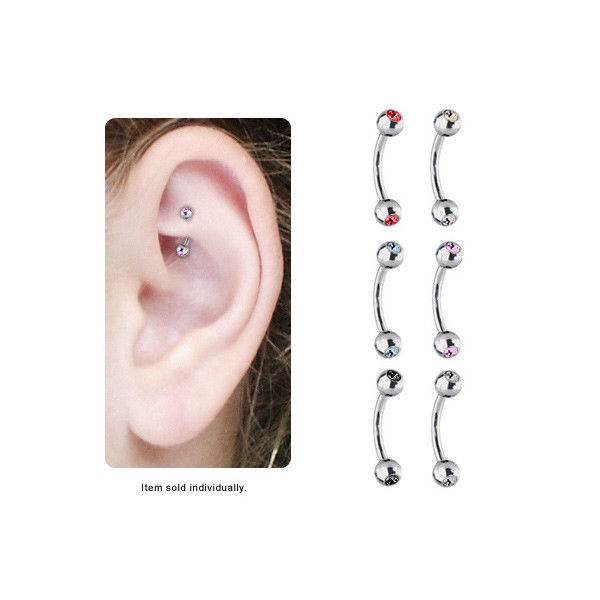 Cz Gems High Polish Titanium Curved Rook Earring