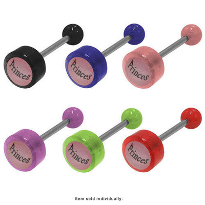 Acrylic Princess Logo Barbell Tongue Ring
