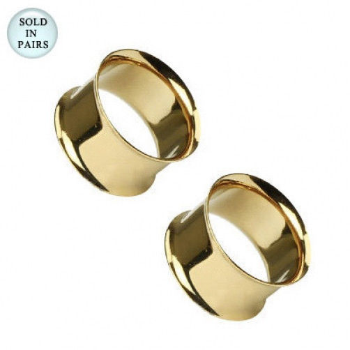 Gold Plated Large Gauge Double Flared Tunnel Ear Plug
