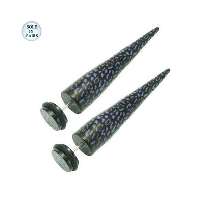 Pair of Acrylic 16 Gauge Purple Black Fake Ear Stretchers