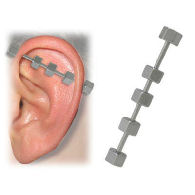 Industrial Barbell Cartilage 14G with Bolts Design