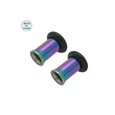 Multi-Colored Anodized Titanium Tunnel Gauges Eyelet Plugs - 4 Gauge