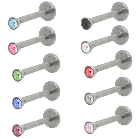 Labret Monroe Internal Threading with Gem 16G 3mm Jewel - 20 Colors Available