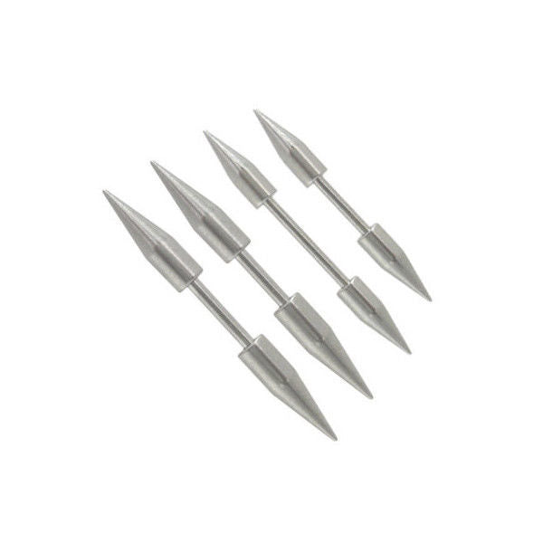 14G Surgical Steel Straight Barbells with Spike Bead  - 4 Lengths and Bead Size