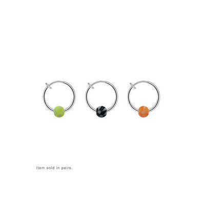 Non piercing Spring Hoop w/ Checker Bead