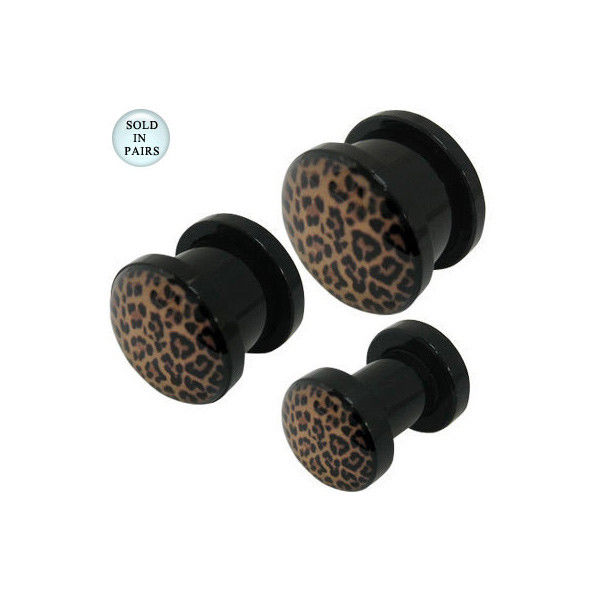 Pair of Leopard Skin Acrylic Screw Fit Ear Plug - 4 Gauge to 00G
