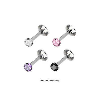 Labret Lip Chin Monroe Piercing Surgical Steel Internally Threaded w/Gem