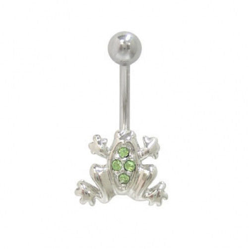 Frog Belly Button Ring Surgical Steel with Jewels