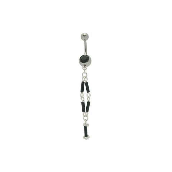 Black Jeweled Dangling Belly Button Ring