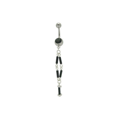 Black Jeweled Dangling Belly Button Ring