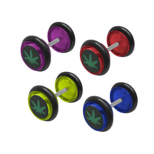 Pair of Acrylic Pot Leaf Logo Ear Plugs -  14 Gauge - 4 Colors Available