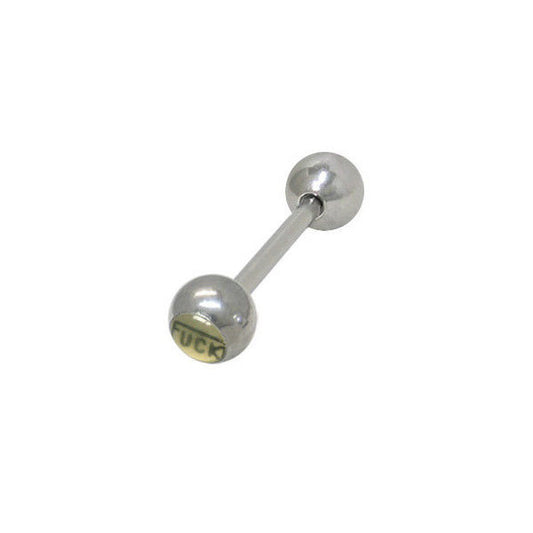F u c k Logo Surgical Steel Barbell Tongue Ring