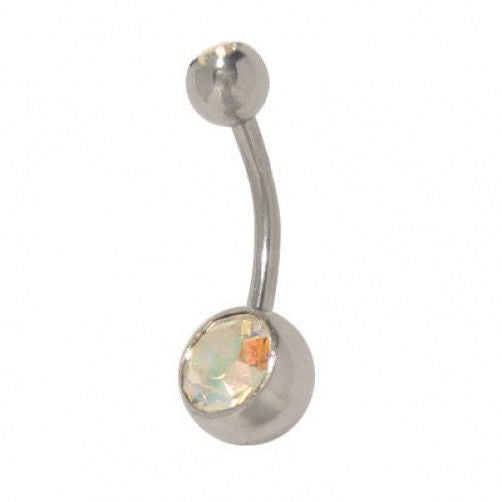 Double Jewel Belly Button Ring High Polish Surgical Steel
