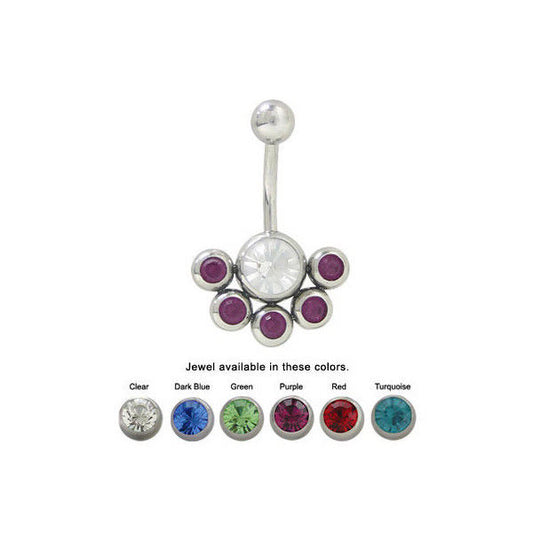 Belly Button Ring Surgical Steel with 5 Jewel Design