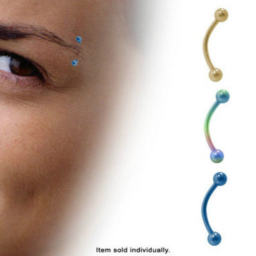 Anodized Titanium 16 Gauge Curved Eyebrow Ring with 3mm Ball Beads