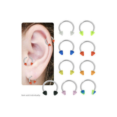 Cartilage Tragus Horseshoe Ring Acrylic Spike Bead 316L Surgical Steel