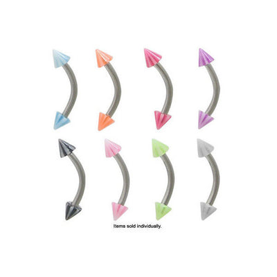 Curved Barbell 16G Eyebrow Ring with Spike Acrylic Bead End - Rook Tragus Daith