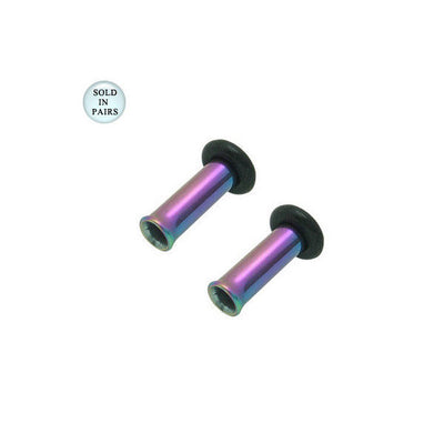 Multi-Colored Anodized Titanium Tunnel Eyelet Plug - 8 Gauge