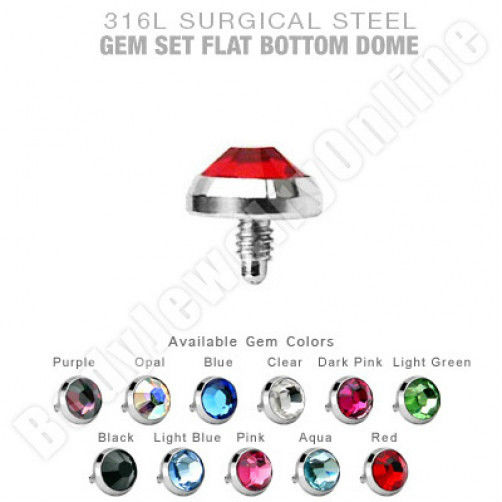 11 Dermal Anchor Tops 5mm Flat CZ 14g Surgical Steel Piercing Jewelry