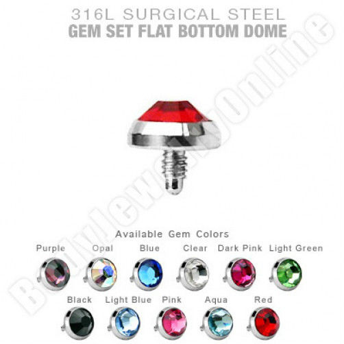 Dermal Anchor Tops 3mm Flat CZ 14g Surgical Steel