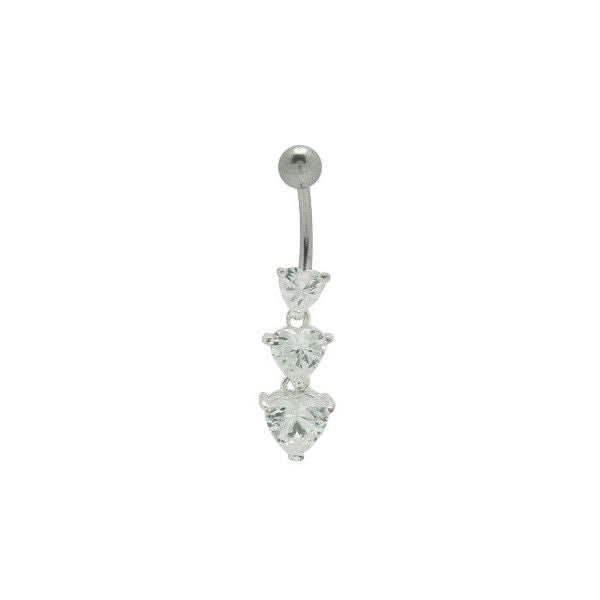 Heart CZ Navel Barbell Belly Button Ring Jewelry 14G Surgical Steel