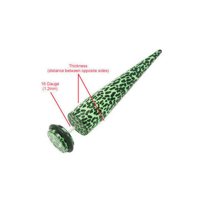 Pair of Acrylic 16G Green Black Fake Ear Stretchers