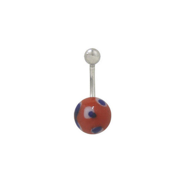 Red Painted Glass Ball Belly Ring