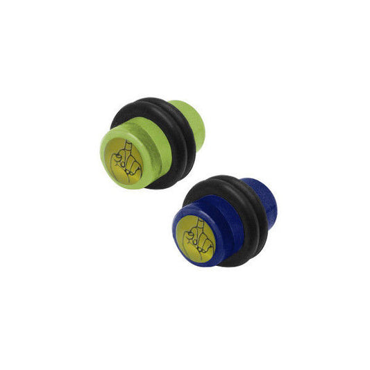 Pair of Middle Finger Logo 0 Gauge Ear Plugs - Available in Green and Blue