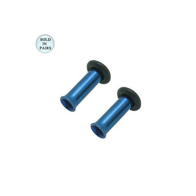 Dark Blue Anodized Titanium Tunnel Eyelet Plug - 8 Gauge