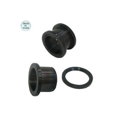 Black Anodized Titanium Ear Plugs Eyelet Screw Fit 5/8" 16mm