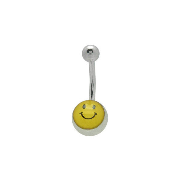 Smiley Face Logo Belly Button Ring Navel Barbell 14G Surgical Steel