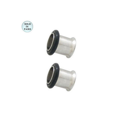 Single Flare Surgical Steel Tunnel Ear Plugs Eyelet with O Ring - 00G to 7/16"