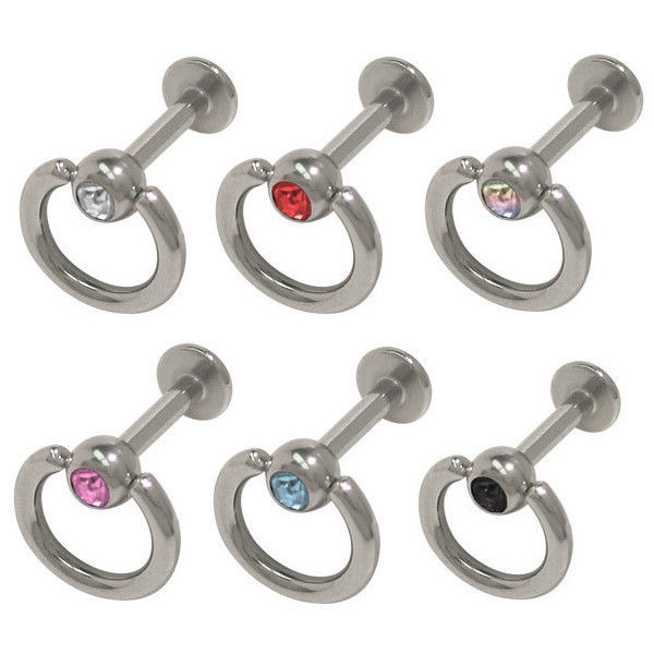 Door Knocker Labret Monroe with CZ Gem - 6 Colors Available