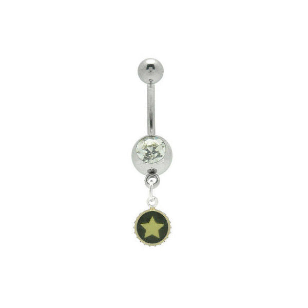 Star Dangle Jewel Navel Ring Belly Button Ring 14G