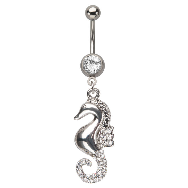 Jeweled Seahorse Belly Button Navel Ring