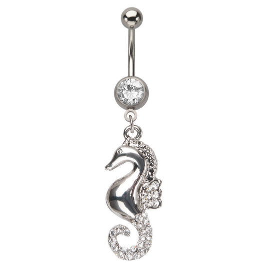 Jeweled Seahorse Belly Button Navel Ring