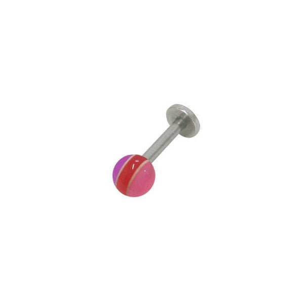 Striped Bead Labret Monroe Lip Jewelry (Pink/Red/Purple) (14G, 8mm)