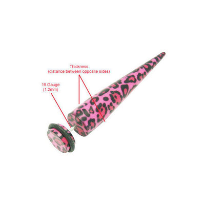 Pair of Acrylic 16G Pink Black Spots Fake Ear Stretchers