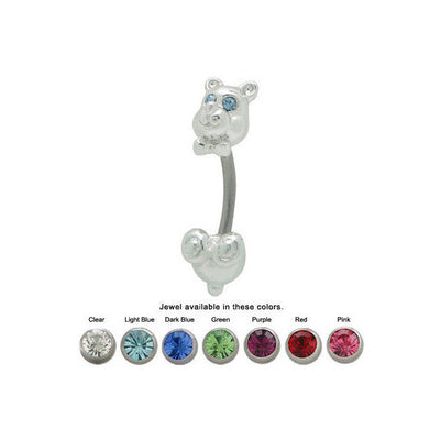 Teddy Bear Belly Ring with CZ Gems