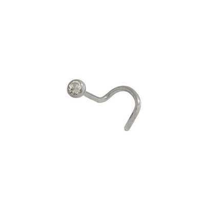 Nose Stud 316L Surgical Steel Clear CZ Gem 18G 6mm Screw