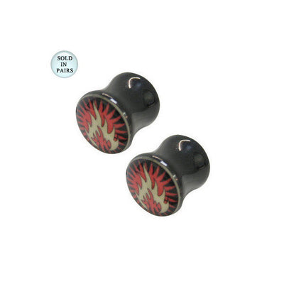 Ear Plugs Glow in the Dark Flame Design - 000 Gauge
