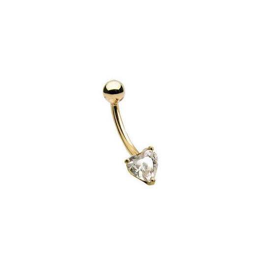 Heart Design Solid 14k Gold Belly Button Ring