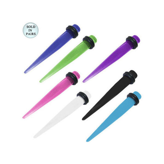 UV Acrylic Spike Design Ear Plugs Taper/Stretcher 00 Gauge - 7 Colors Available